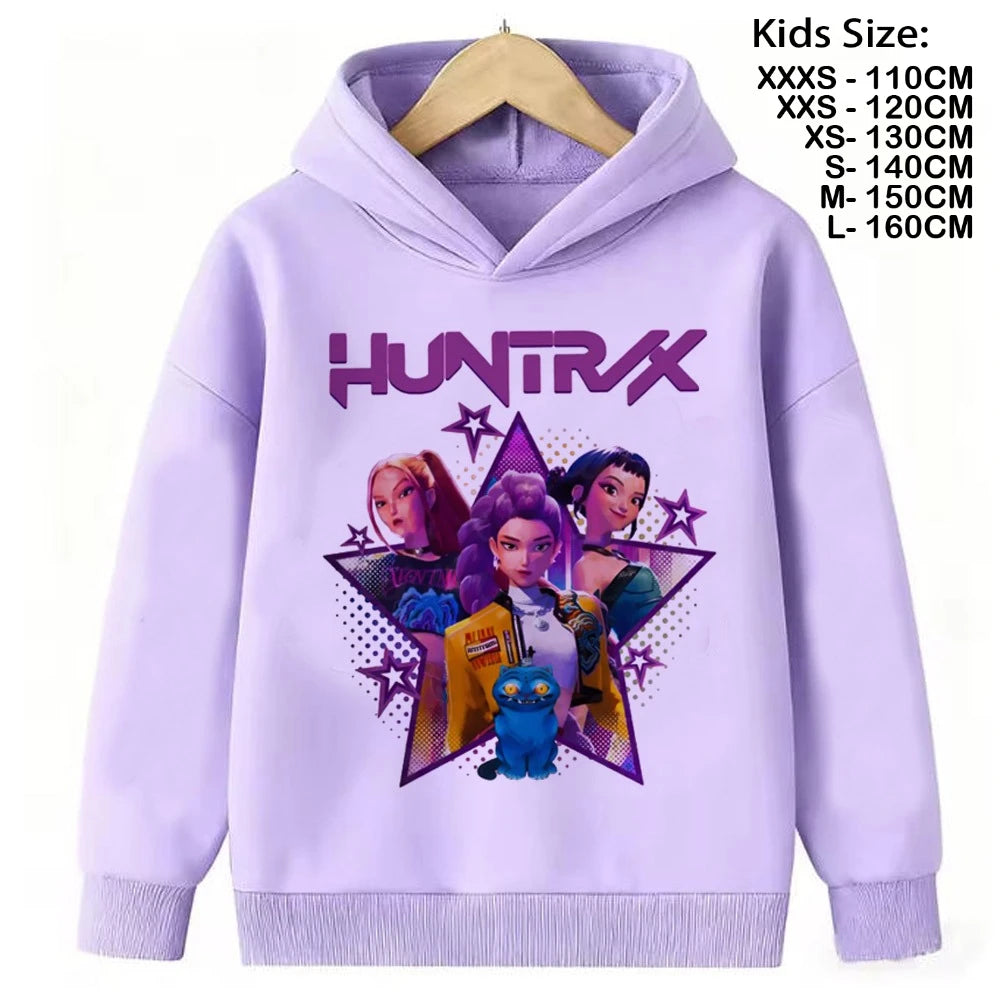 KPop Demon Hunters Hoodies Teenage Girls Boys Rumi KPop Demon Hunters Hoody Autumn Casual Long Sleeve Children Clothing