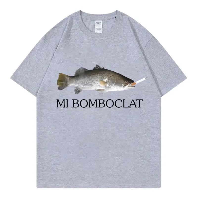 Funny Bomboclat Fish Meme T-shirt High Street Fashion Trend Y2k Short Sleeve T-shirts Women Harajuku Vintage Style T Shirts