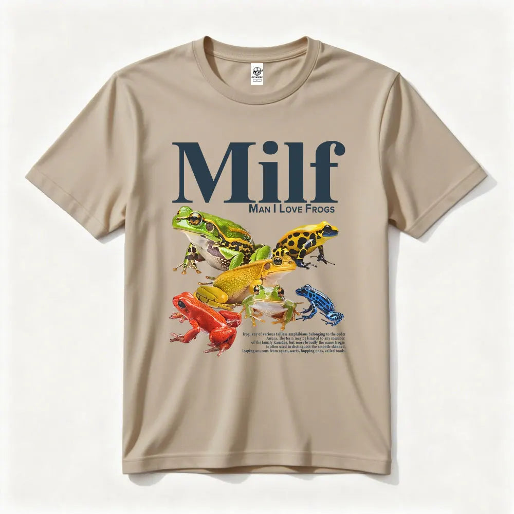 MILF Man I Love Frogs Funny Saying Humor Sarcasm Lovers T-Shirt Summer Breathable Camisetas O-neck Short-sleeve for Daily Wear