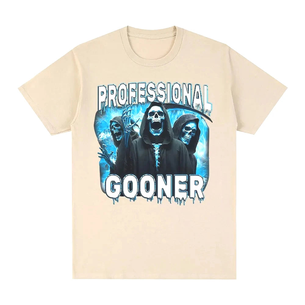 Professional Gooner Offensive Funny Skeleton Meme T Shirts Goon Sexual Joke Party Summer T-shirts Unisex Fashion Tees