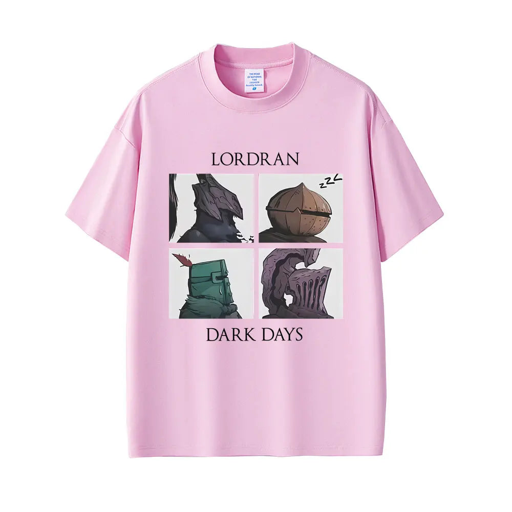 Game Dark Souls Praise The Sun Lordran Dark Days Graphic T Shirt Men Vintage Gothic Rock T-shirt Men's Cotton Crewneck T-shirts