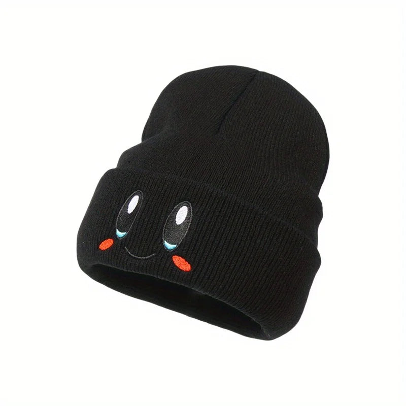 Big Eye Embroidery Elasticity Beanies Women's Cartoon Knitted Skull Caps Winter Warm Hip Hop Hats Men Crimping Melon Leather Hat