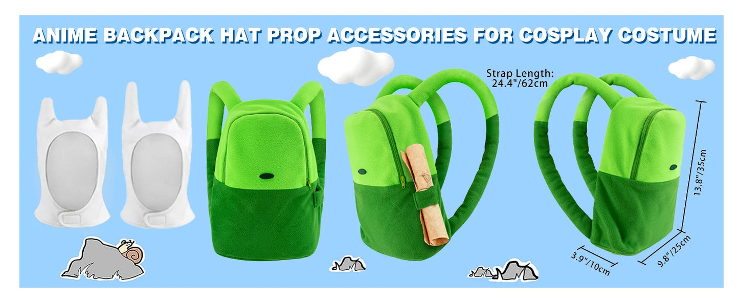 Plush Green Backpack Cartoon funny Cosplay Accessories Bag girls and boys school bag