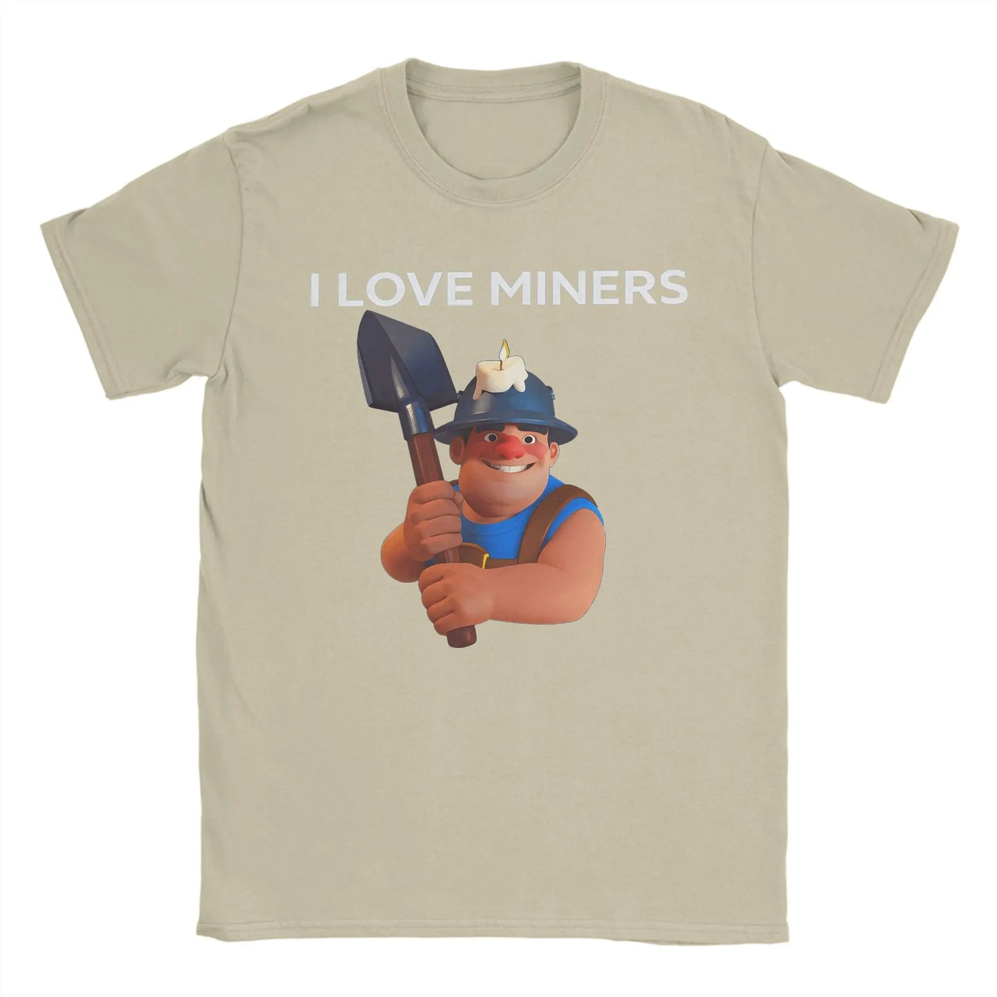 I love Miners T Shirts for Men Pure Cotton Novelty T-Shirt Crewneck C-Clashs R-Royales Tees Short Sleeve Clothes Printed