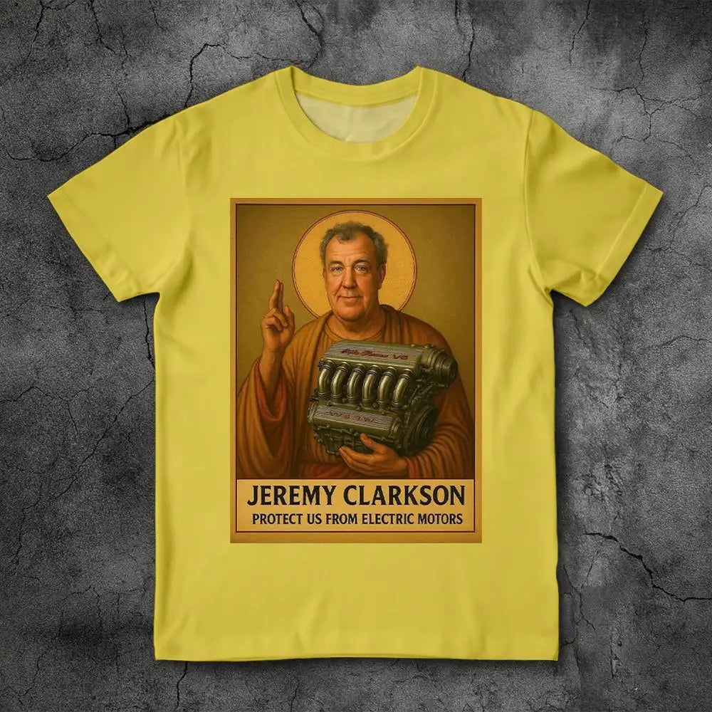 Jeremy Clarkson Protect Us From Electric Motors Merch Fans T-shirt Top Gear Funny Meme Graphic T-shirts Unisex Casual Loose Tees