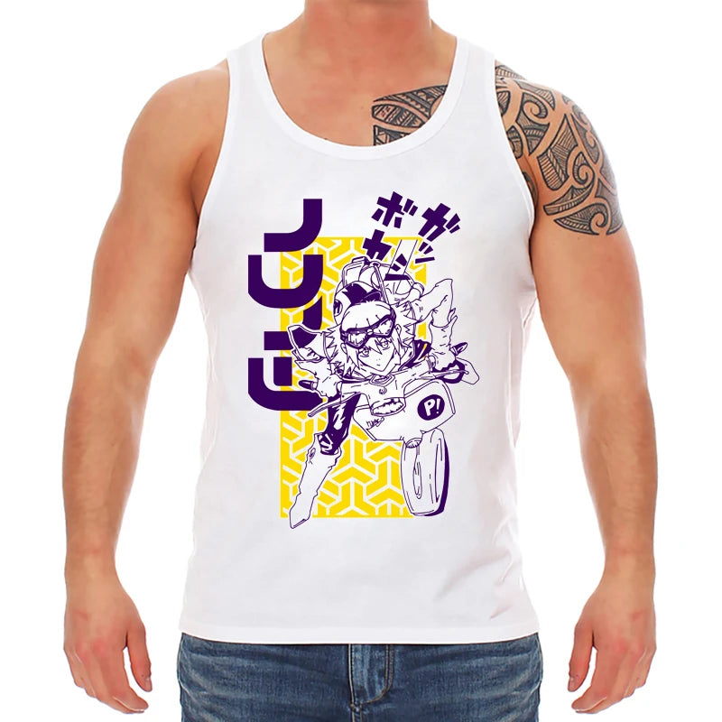 Japanese manga unisex streetwear tank top Fooly cooly FLCL funny anime Vest men new white casual tops homme