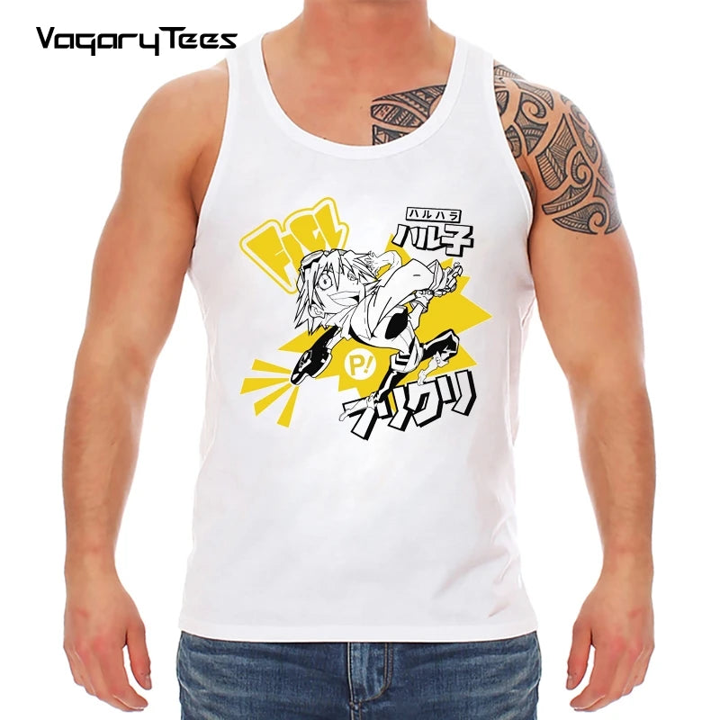 Japanese manga unisex streetwear tank top Fooly cooly FLCL funny anime Vest men new white casual tops homme