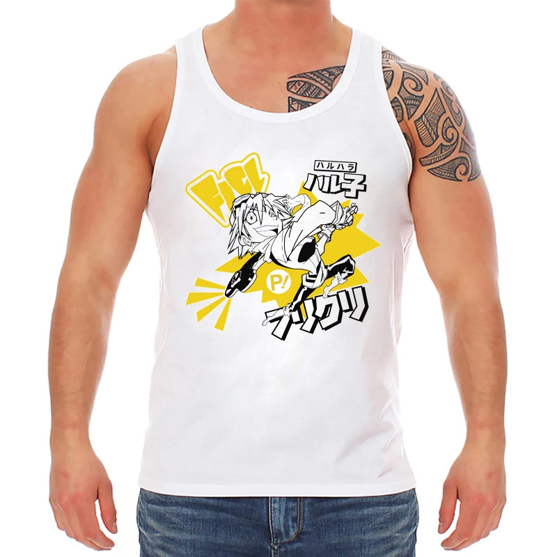 Japanese manga unisex streetwear tank top Fooly cooly FLCL funny anime Vest men new white casual tops homme