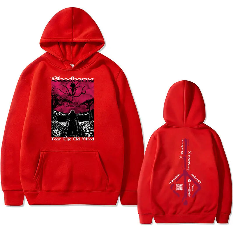 Game Bloodborne Graphic Hoodie Horror Hunter Harajuku Sweatshirt Unisex Casual Oversized Streetwear Men Manga Printed Hoodies