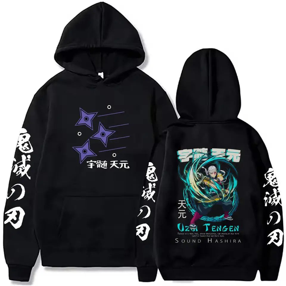 New Hot Selling Men's Hoodie Autumn And Winter Demon Slayer Uzui Tengen Anime Character Print Sweatshirt Street Retro Unisex Top