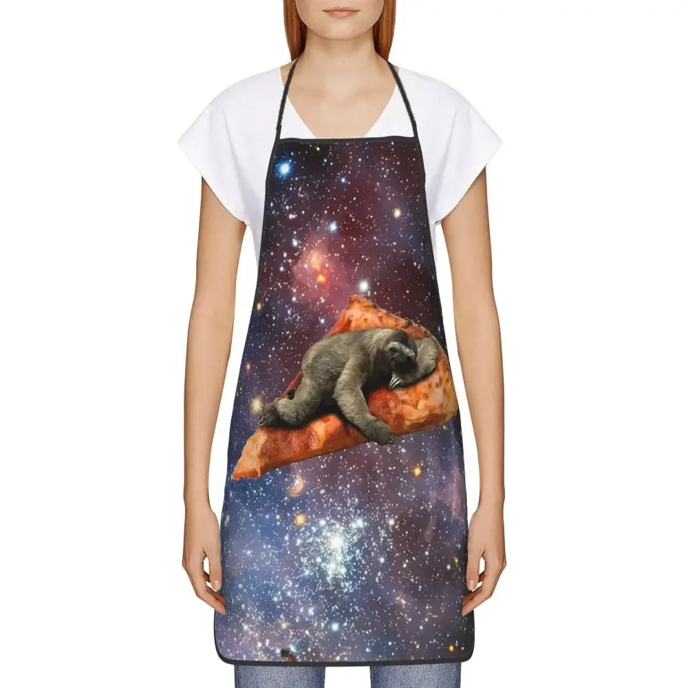 Unisex Space Pizza Cat Meme Bib Apron Adult Women Men Chef Tablier Cuisine for Cooking Kitchen Funny Animal Baking