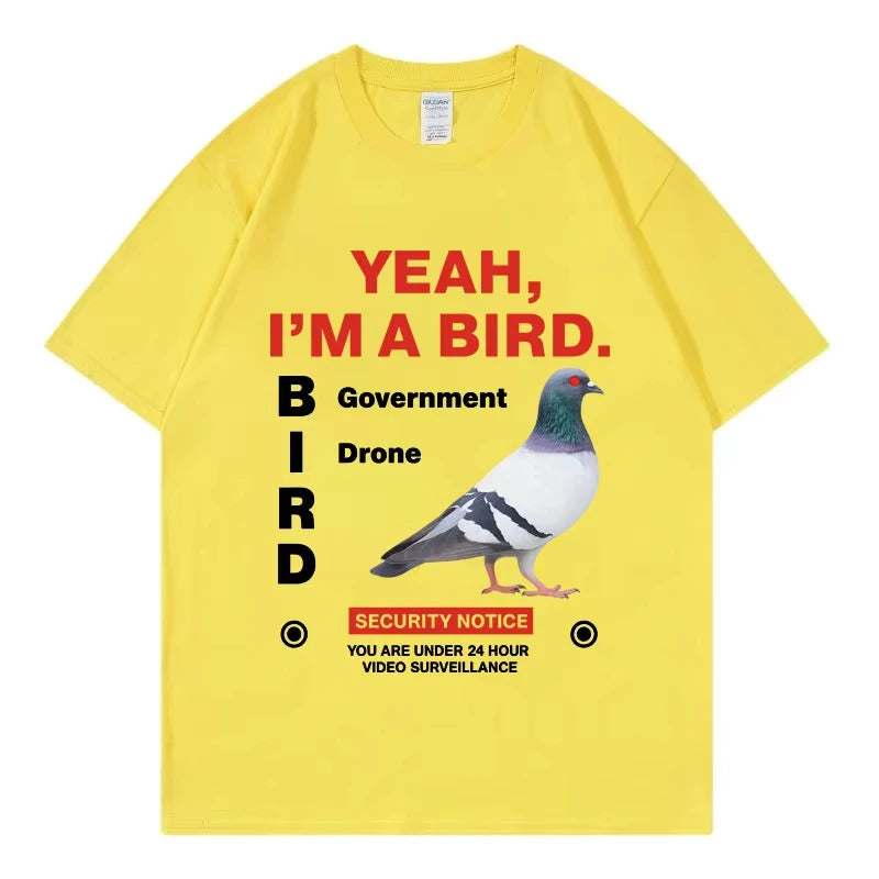 Government Funny Pigeon Graphic T Shirts High Street Fashion Trend Short Sleeve T-shirts Men Women Clothing Loose Cotton T-shirt