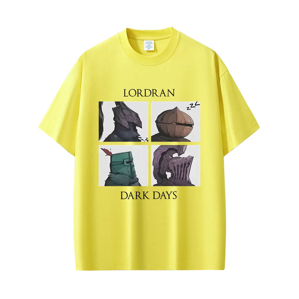 Game Dark Souls Praise The Sun Lordran Dark Days Graphic T Shirt Men Vintage Gothic Rock T-shirt Men's Cotton Crewneck T-shirts