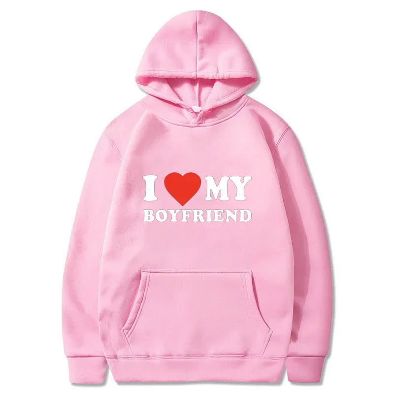 I Love My Boyfriend Girlfriend Printed Hoodie Couple Fashion Sports Shirt Harajuku Casual Top