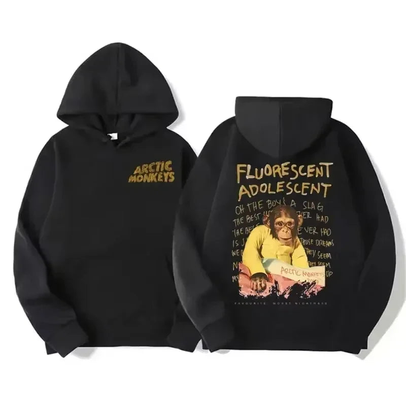 Arctic Monkey retro hoodie Men's pattern print Music album retro cap sweatshirt Hip-hop style hoodie
