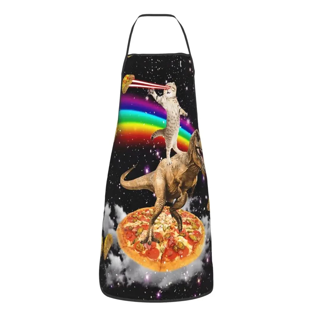 Unisex Space Pizza Cat Meme Bib Apron Adult Women Men Chef Tablier Cuisine for Cooking Kitchen Funny Animal Baking