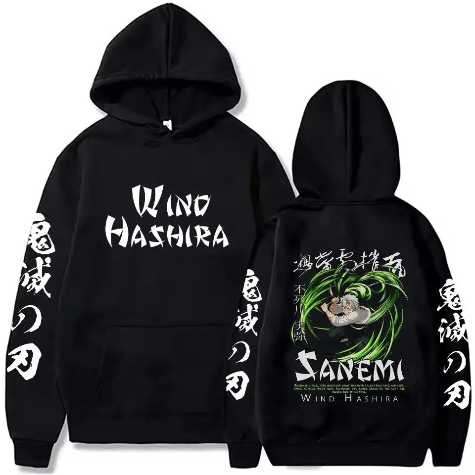 New Hot Selling Men's Hoodie Autumn And Winter Demon Slayer Uzui Tengen Anime Character Print Sweatshirt Street Retro Unisex Top