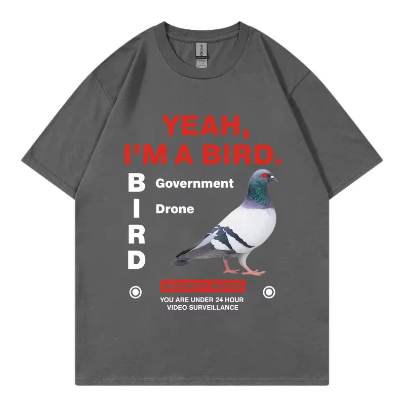 Government Funny Pigeon Graphic T Shirts High Street Fashion Trend Short Sleeve T-shirts Men Women Clothing Loose Cotton T-shirt