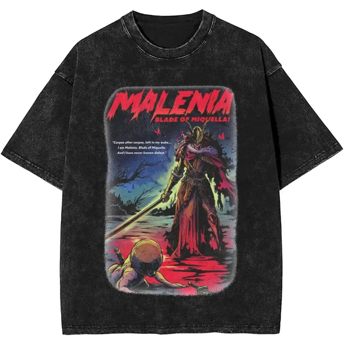 Malenia Blade Of Miquella Washed Short sleeved round neck Y2k shirt Men Clothing New in Top & Tees Mens T-Shirt  Camisetas 61352