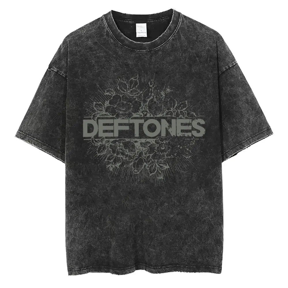 Washed Vintage Rock Band Deftones Cat Funny Meme T-shirts Men Alternative Heavy Metal T-shirt Men's Casual Oversized T Shirts