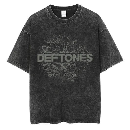 Washed Vintage Rock Band Deftones Cat Funny Meme T-shirts Men Alternative Heavy Metal T-shirt Men's Casual Oversized T Shirts