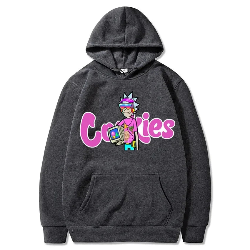 2025 New Fashion Leisure Anime Cookie Print Fleece Men's and Women's Same Style Sports Hoodie