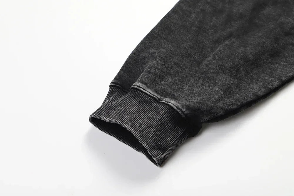 Gothic Vintage Washed Hoodies Teeth Funny Printed Sweatshirts Harajuku Retro Long Sleeve Pullover Men Women Y2k Oversized Hoodie