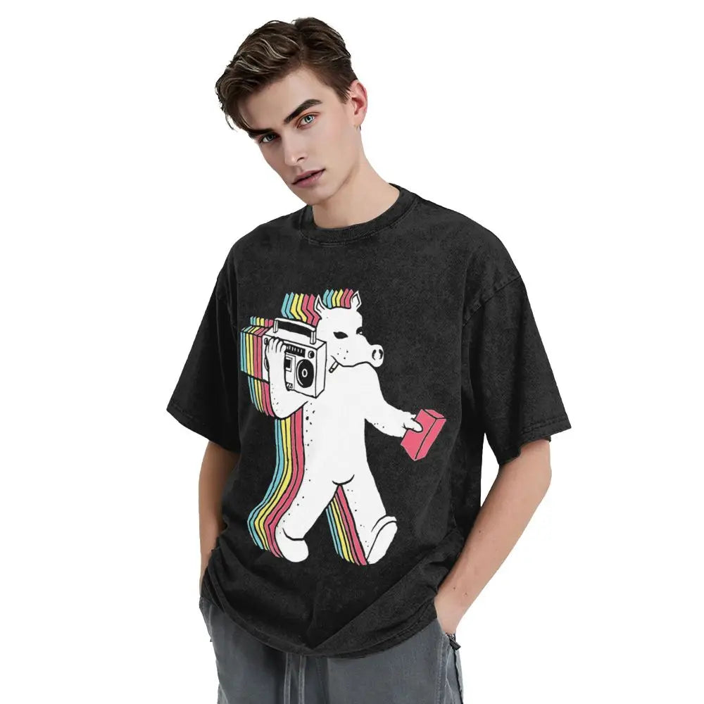 Quasimoto Madvillain Mf Doom Madlib Washed T Shirts Streetwear Fashion T-Shirt Men Women 100% Cotton Harajuku Graphic Tee Shirt