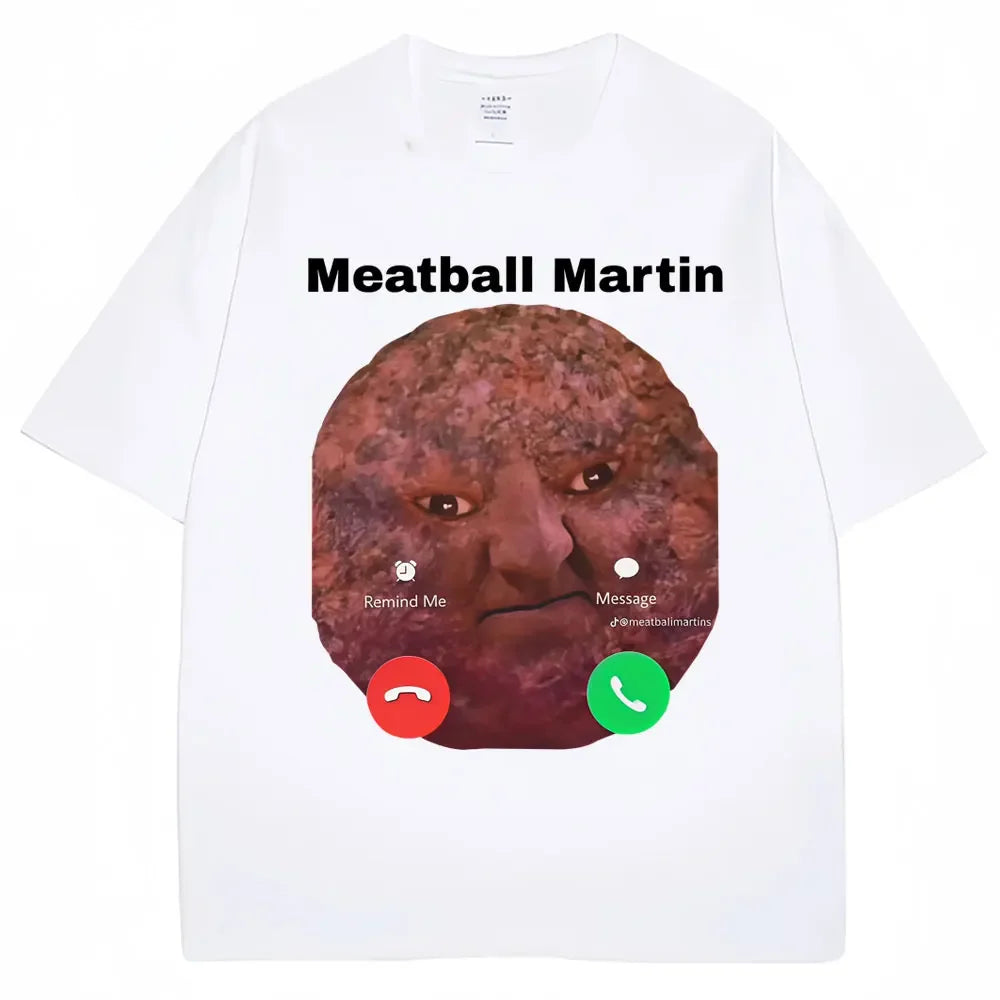 Funny Meatball Martin T-shirt for womenunisex humorous retro summer casual oversized shirt