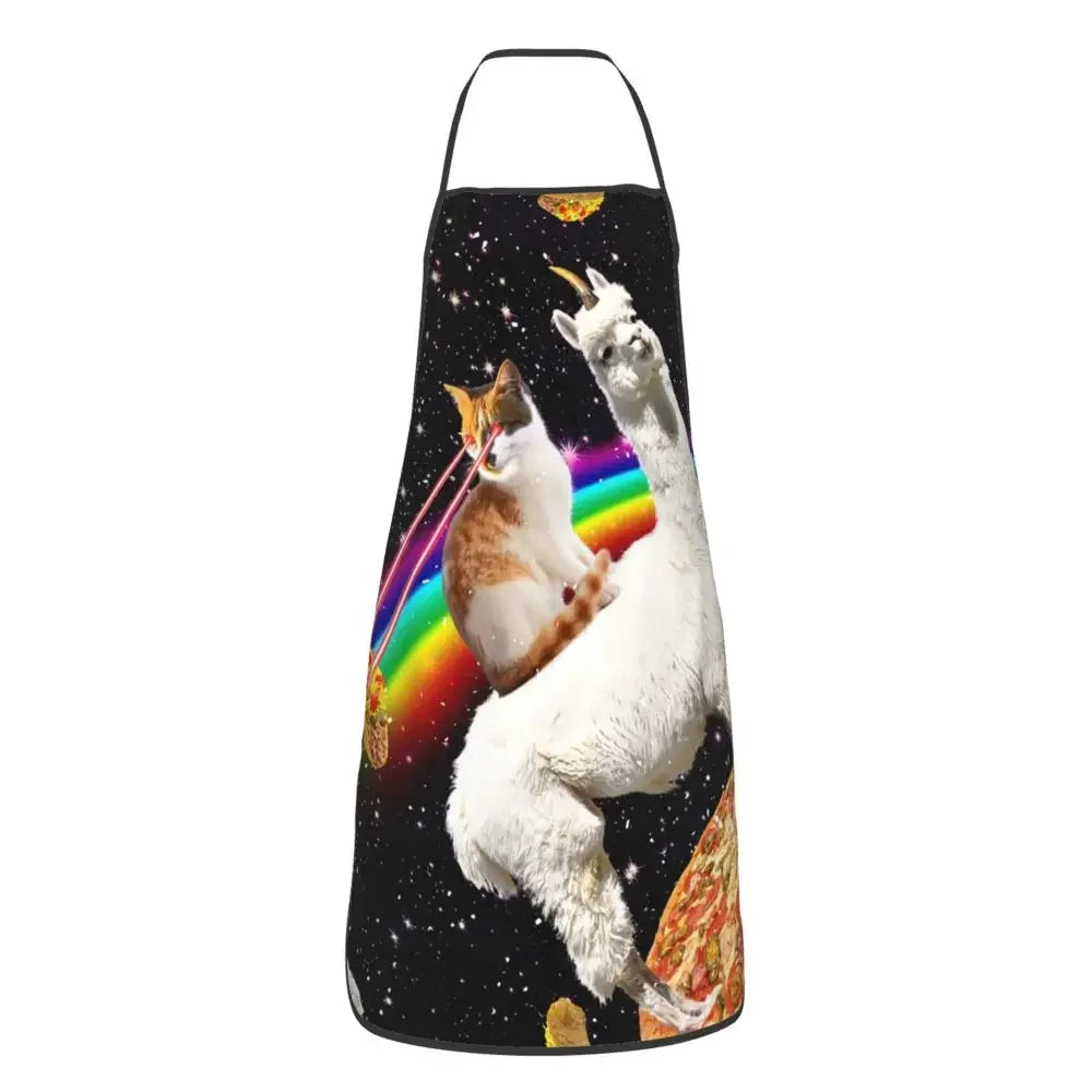 Unisex Space Pizza Cat Meme Bib Apron Adult Women Men Chef Tablier Cuisine for Cooking Kitchen Funny Animal Baking