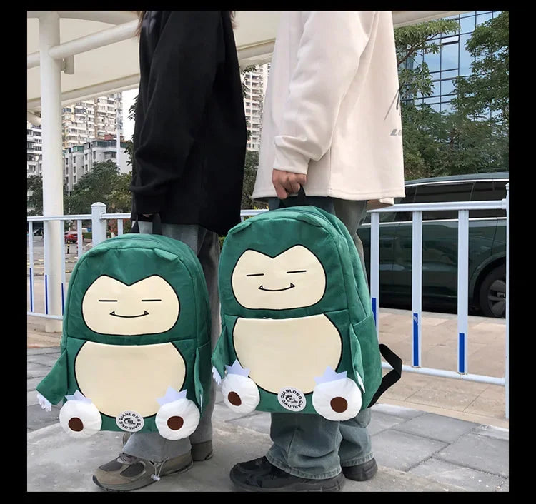 Anime New Style Pokemon Snorlax Plush Couple Bag Children Large Capacity Backpack Student School Bag Outdoor Travel Funny Cute