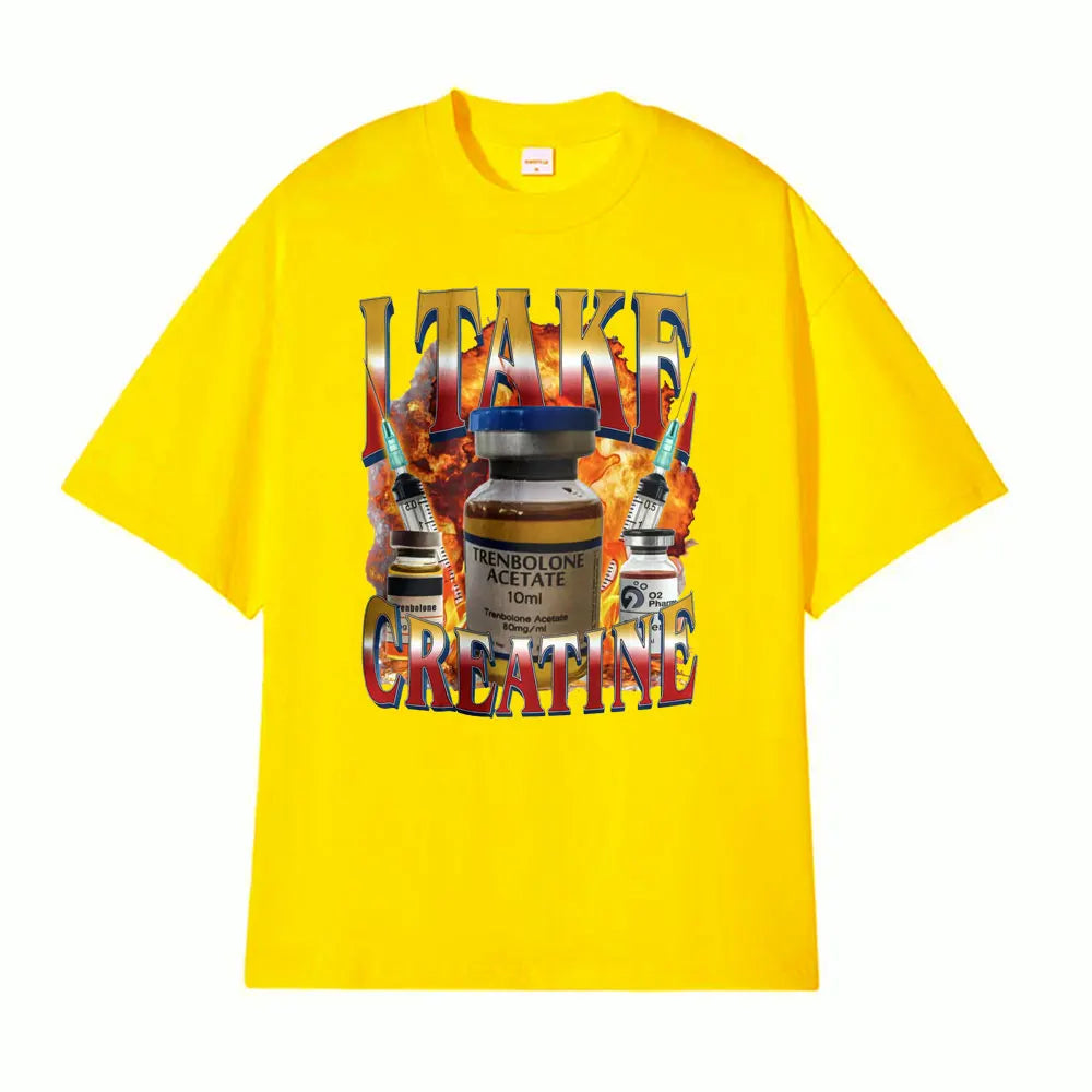 Funny I Take Creatine Gym T Shirt Steroid Out of Pocket Meme T Shirts Men Women Short Sleeve Hip Hop Casual T-shirts