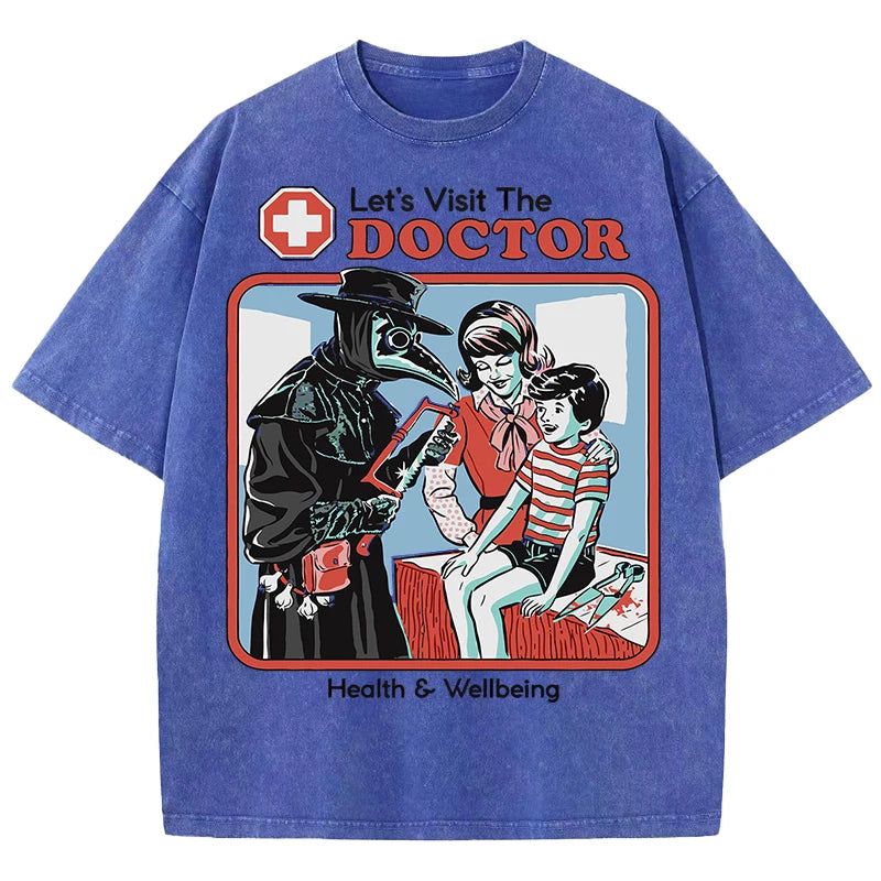 The Treating Doctor Design Washed T-Shirt Mens Summer New Tee Shirts Cotton Comfortable Top Unisex Multicolor Soft Clothes