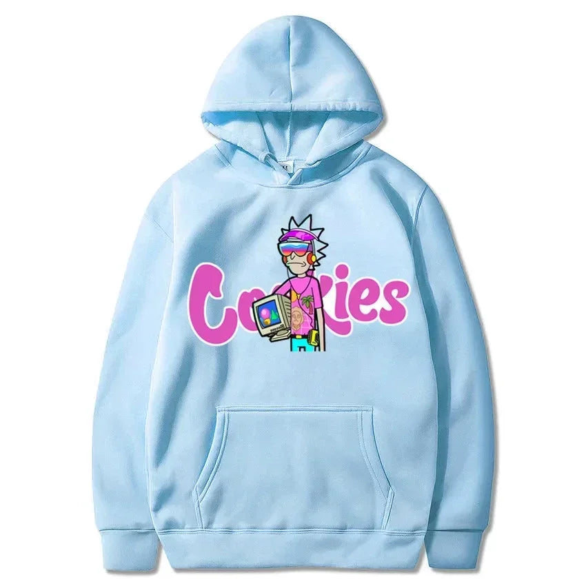 2025 New Fashion Leisure Anime Cookie Print Fleece Men's and Women's Same Style Sports Hoodie