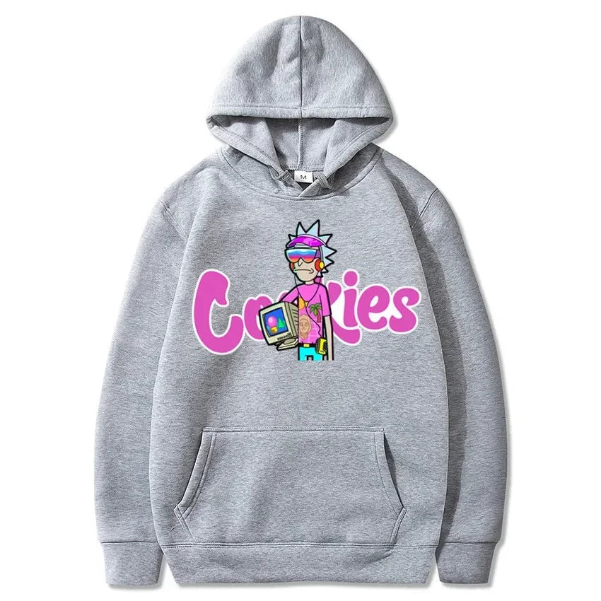 2025 New Fashion Leisure Anime Cookie Print Fleece Men's and Women's Same Style Sports Hoodie