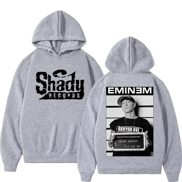Rapper Eminem Double Sided Print Hoodie Men Women Hip Hop Vintage Oversized Hoodies Trend Fashion Hooded Sweatshirts Streetwear