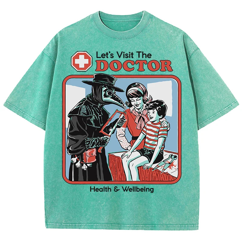 The Treating Doctor Design Washed T-Shirt Mens Summer New Tee Shirts Cotton Comfortable Top Unisex Multicolor Soft Clothes