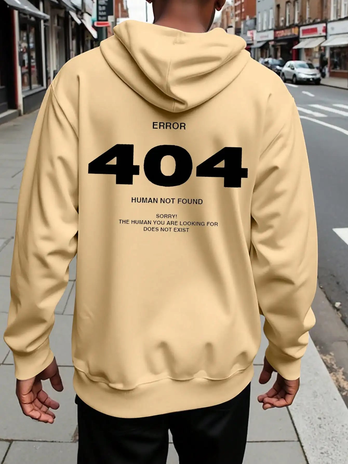 Men's hip-hop hoodie Error 404 Human Not Found Men's hoodie with number print hoodie Sweatshirt