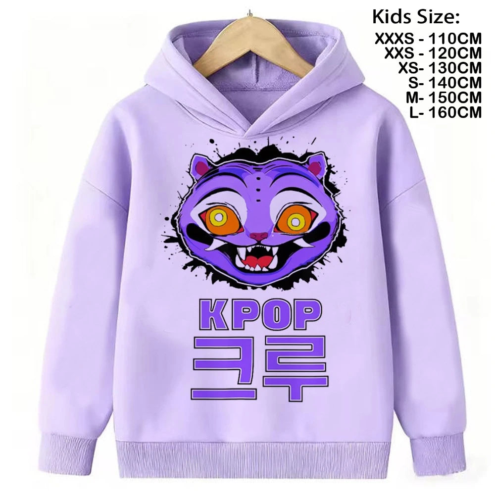 KPop Demon Hunters Hoodies Teenage Girls Boys Rumi KPop Demon Hunters Hoody Autumn Casual Long Sleeve Children Clothing