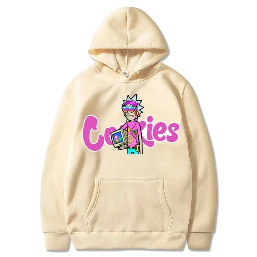 2025 New Fashion Leisure Anime Cookie Print Fleece Men's and Women's Same Style Sports Hoodie