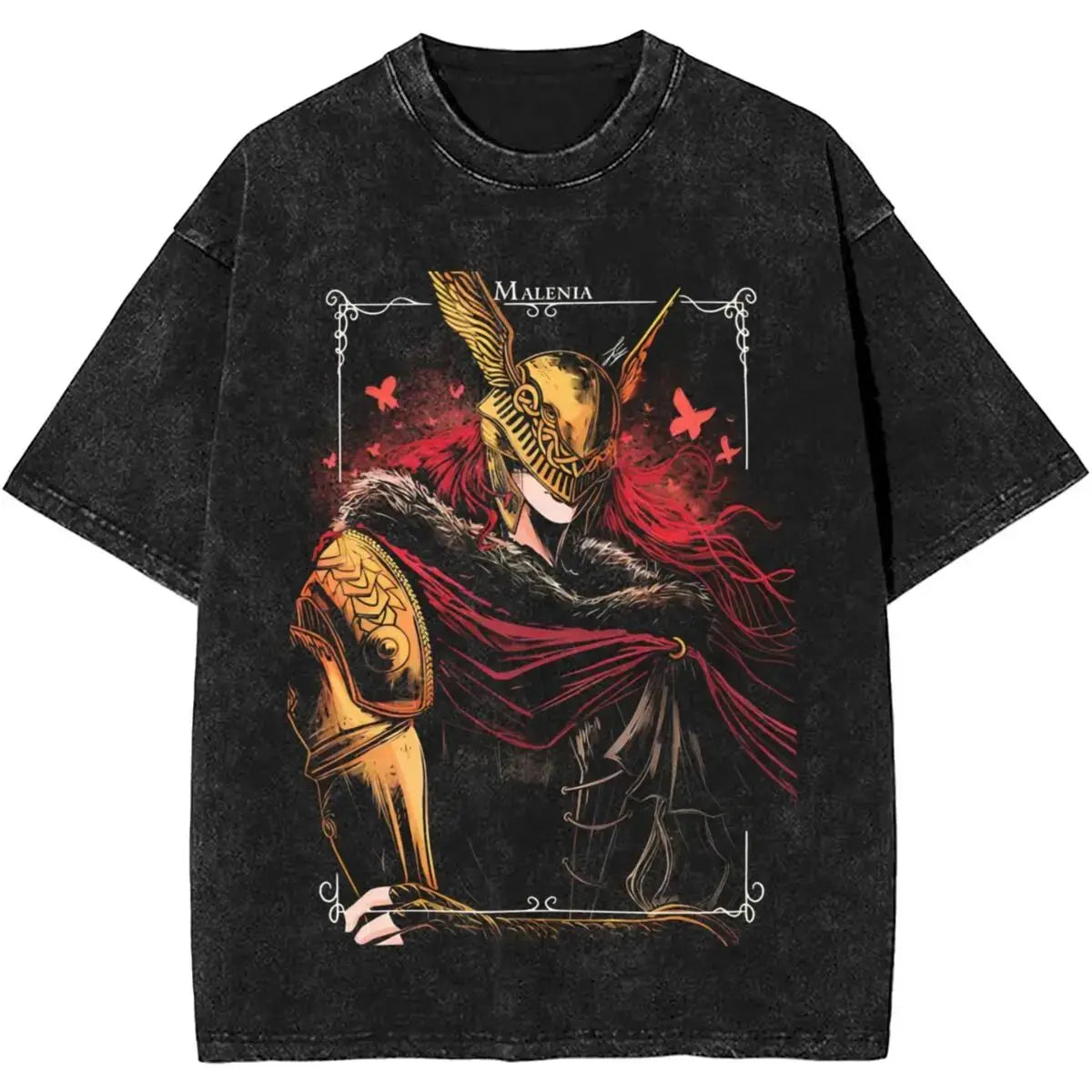 Malenia Blade Of Miquella Washed Short sleeved round neck Y2k shirt Men Clothing New in Top & Tees Mens T-Shirt  Camisetas 61352