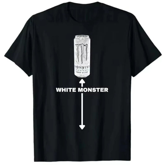 2025 New White Monster Funny Graphic Meme T-Shirt Men Women Cotton Tees Short Sleeve HigT-shirt Unisex Summer Tops Vintage