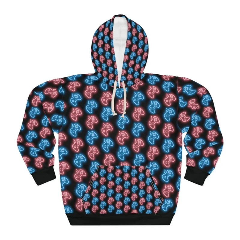 Gamepad Game Player Funny Hoodie For Men Graffiti Neon Smoke Graphic Hooded Coat Children Best Gift Long Sleeve Kids Hoodies