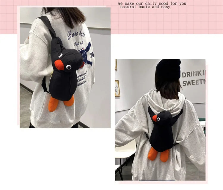 Cartoon Funny Cute Cuddle Penguin Backpack Fashion Personality Plush Doll Bag Children's Bag Shoulder Bag Mini Knapsack Bags