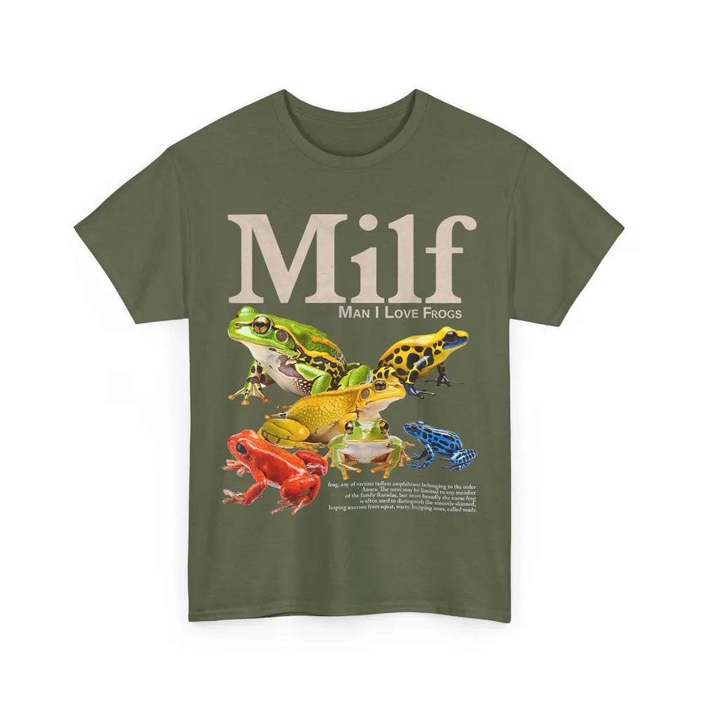 MILF Man I Love Frogs Funny Saying Humor Sarcasm Lovers T-Shirt Summer Breathable Camisetas O-neck Short-sleeve for Daily Wear