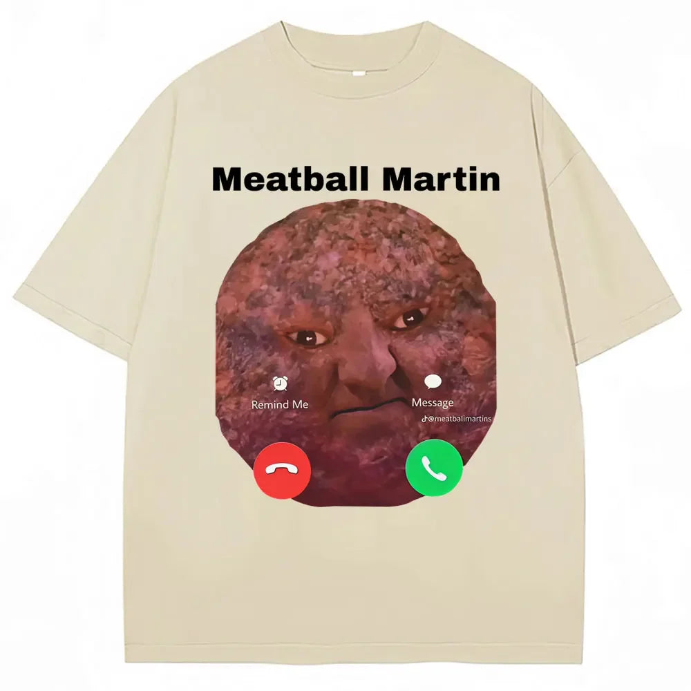Funny Meatball Martin T-shirt for womenunisex humorous retro summer casual oversized shirt