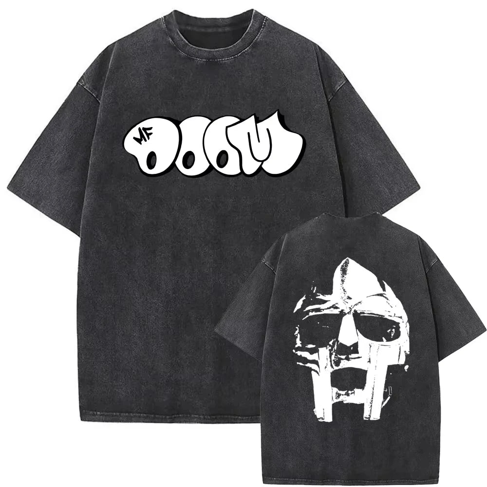 2025 Washed Vintage Rapper Mf Doom MM FOOD Graphic Print Tshirt Men Women Hip Hop Fashion T-shirts Male Casual