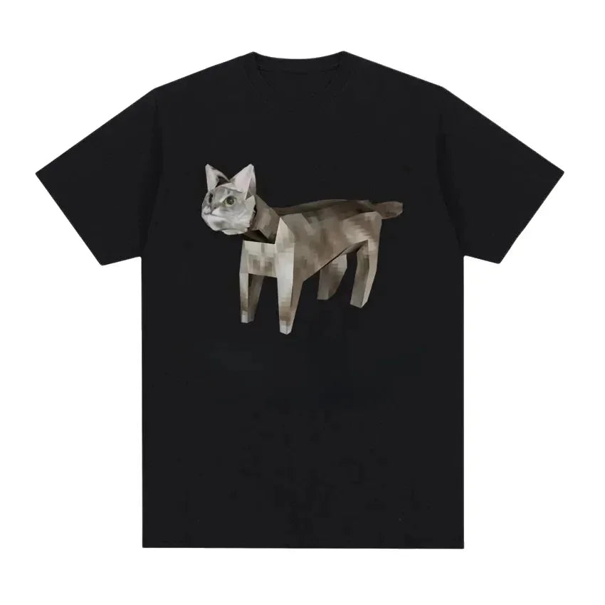 I Eat Cement Cursed Cat Funny Meme T Shirt for Women Fashion Casual Short Sleeve T Shirts Female T-shirt Tops