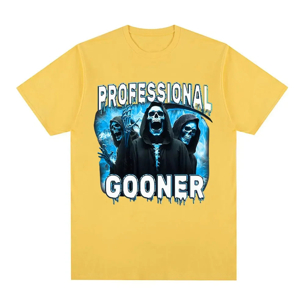 Professional Gooner Offensive Funny Skeleton Meme T Shirts Goon Sexual Joke Party Summer T-shirts Unisex Fashion Tees