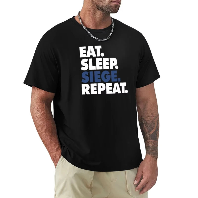Eat, Sleep, Siege, Repeat - Funny, Rainbow Six Seige, Gaming T-Shirt vintage clothes anime t shirts anime tshirt shirts men